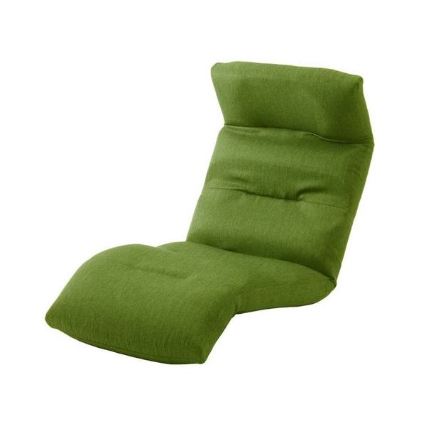 【おすすめ・人気】リラックスチェア/座椅子 【下タイプ グリーン】 14段階リクライニング 折りたたみ収納 〔リビング雑貨 生活雑貨〕【代引不可】|安い 激安 格安