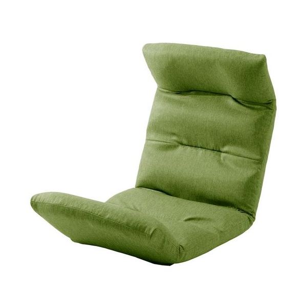 【おすすめ・人気】リラックスチェア/座椅子 【上タイプ グリーン】 14段階リクライニング 折りたたみ収納 〔リビング雑貨 生活雑貨〕【代引不可】|安い 激安 格安