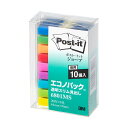 【送料無料】(まとめ) 3M ポストイット ジョーブ エコノパック 透明スリム見出し 44×6mm 9色 業務用パック 6801MS 1セット(90冊) [×5...