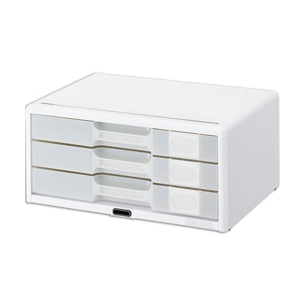 【送料無料】ライオン事務器 カギ付半透明レターケースカド丸タイプ A4ヨコ 3段 ホワイト LA4-553LW 1台 おすすめ 人気 安い 激安 格安 おしゃれ...