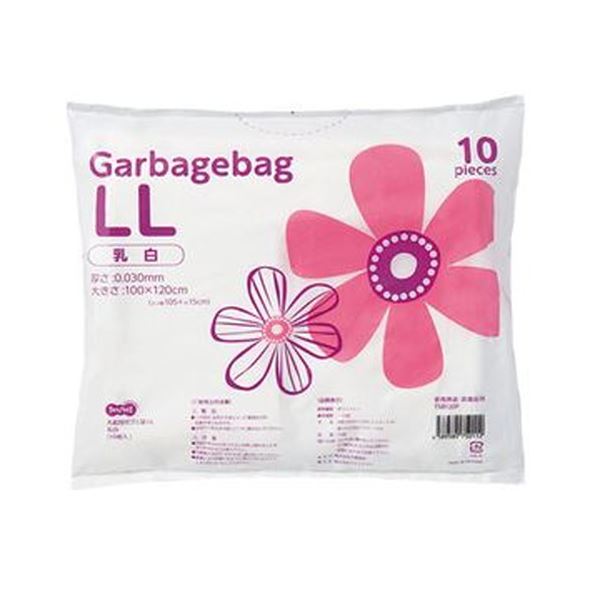 【送料無料】(まとめ) TANOSEE 丸底耳付ゴミ袋乳白半透明 LL 1パック(10枚) [×50セット]　おすすめ 人..
