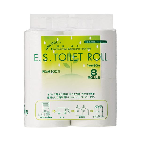 【おすすめ・人気】太洋紙業 ESトイレットロール90m巻 8R×12パック|安い 激安 格安