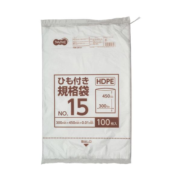 【送料無料】(まとめ) TANOSEE HDPE規格袋 紐あり15号 ヨコ300×タテ450×厚み0.01mm 1パック(100枚) [×20セット] おすすめ 人気 安い 激安 格安 おしゃれ 誕生日 プレゼント ギフト 引越し 新生活