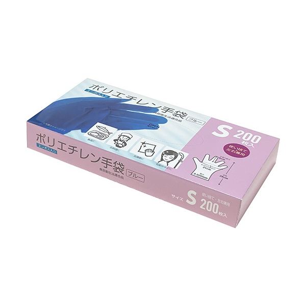 【おすすめ・人気】(まとめ) クラフトマン ポリエチレン手袋 S ブルー PGHK-04 1パック(200枚) 【×10セット】|安い 激安 格安