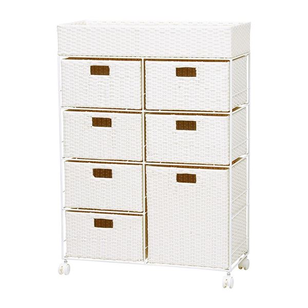 【おすすめ・人気】ランドリーラック 約幅70.5cm 引出し7杯 ホワイト スチールパイプ キャスター付き ランドリー収納 脱衣所 洗面所【代引不可】|安い 激安 格安