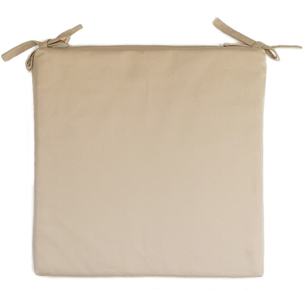 【おすすめ・人気】低反発 椅子クッション 38×38×4cm ベージュ オックス 無地 綿100% カバー付き シートクッション ひも付 リビング ダイニング|安い 激安 格安