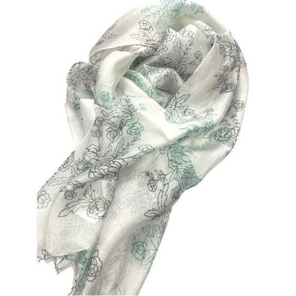 【おすすめ・人気】メンズ レディース シルク混ストール ピュアホワイト×ブラック＆ミントブルー　安い 激安 格安 おしゃれ 誕生日 プレゼント ギフト 引越し 新生活 ホワイトデー