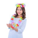 【おすすめ・人気】【コスプレ/パーティーグッズ】 フラワーレイ 花飾り3点セット(首飾り・花冠・腕飾り) 【×4セット】【代引不可】|安い 激安 格安