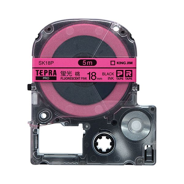 【おすすめ・人気】(まとめ) キングジム テプラ PRO テープカートリッジ 18mm 蛍光ピンク/黒文字 SK18P 1個 【×10セット】|安い 激安 格安