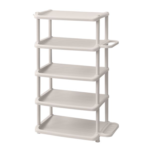 【おすすめ・人気】シューズラック 下駄箱 5段 ダブル ベージュ 日本製 玄関収納 靴収納 ワイド 傘立て..