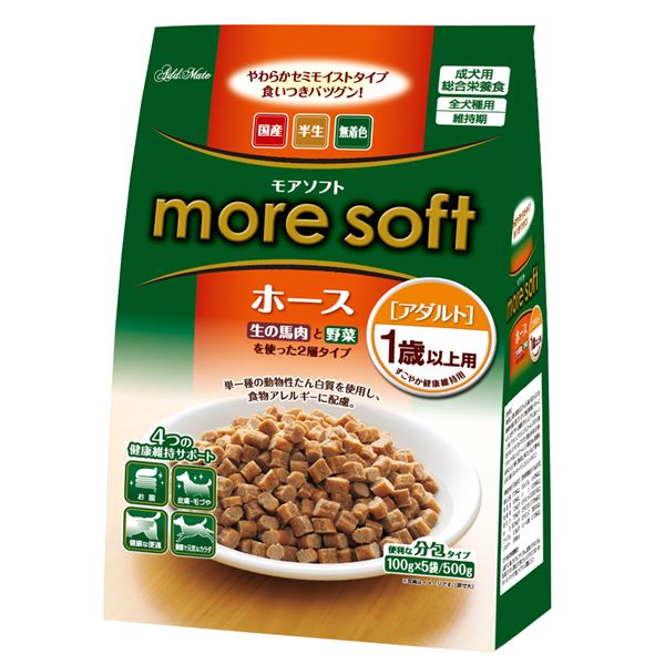 (まとめ)アドメイトmoresoftホースアダルト500g(100gtimes;5袋)【times;12セット】【ペット用品・犬用フード】