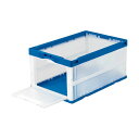 【送料無料】TANOSEE 折りたたみコンテナ フタなし 短辺扉付 75L ダークブルー/透明 1セット(10台) おすすめ 人気 安い 激安 格安 おしゃれ ...