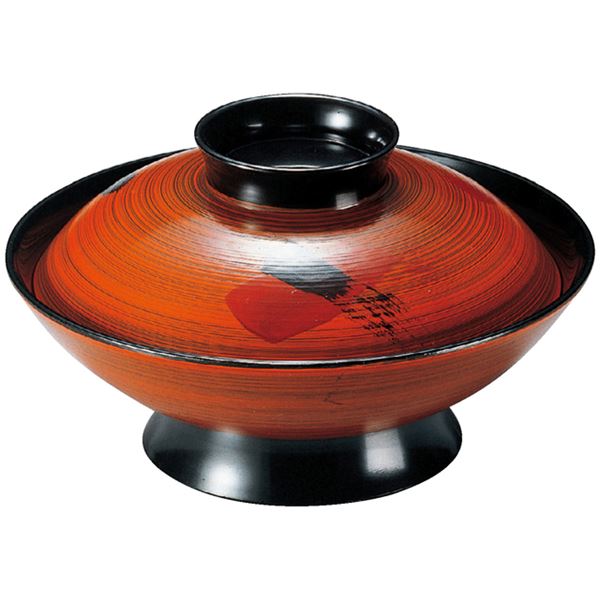 【おすすめ・人気】5.5寸 御殿型煮物椀/お椀 【朱刷毛目一筆 TA】 直径164×高さ95(60)mm 日本製 食洗機..