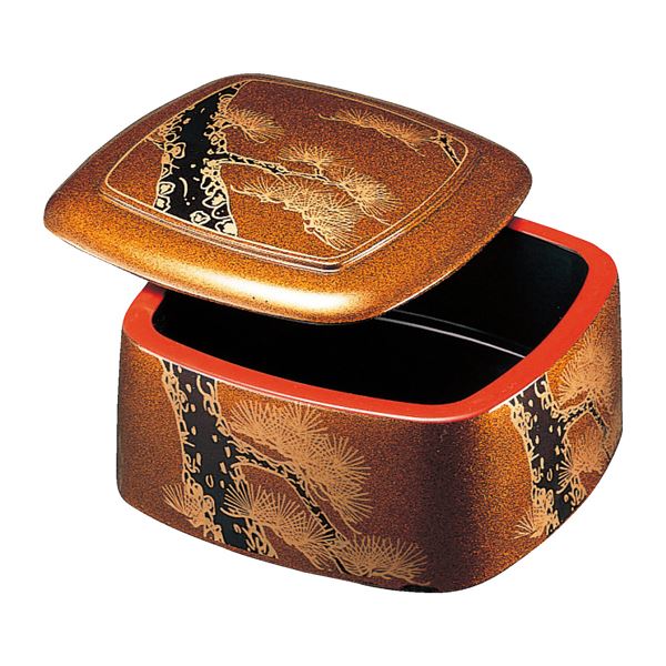 【おすすめ・人気】寿司桶/すし桶[梨地老松(内黒) セット A] 160mm×160mm×100mm 日本製 『三味胴ちらし..