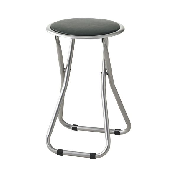 【おすすめ・人気】(まとめ) 折りたたみ丸イス ブラック1脚 【×3セット】|安い 激安 格安