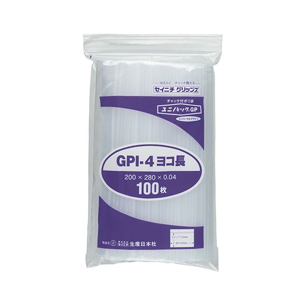 【送料無料】(まとめ) セイニチ ユニパックGP ヨコ長タイプヨコ280×タテ200×厚み0.04mm GPI-4ヨコナガ 1パック(100枚) [×10セット...