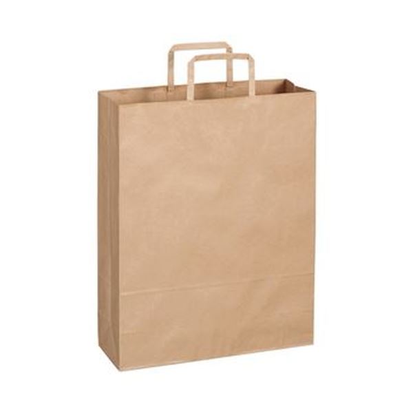 【送料無料】(まとめ) TANOSEE 紙手提袋 平紐 大ヨコ320×タテ400×マチ幅115mm 茶無地 1パック(50枚) [×10セット]　おすすめ 人気 安い 激安 格安 おしゃれ 誕生日 プレゼント ギフト 引越し 新生活 ホワイトデー