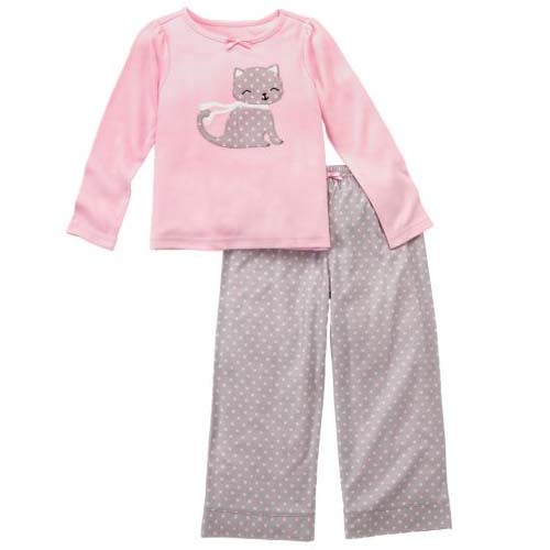 ジンボリーGYMBOREE パジャマ 秋冬 赤ちゃん用 ピンク グレー 水玉 ねこ 女の子用 12m18m24mのサムネイル