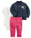 カーターズ 3点セットアップ 長袖 キルティング キルト ブルゾン ベビー服 赤ちゃん ジャケット パンツ 半袖 ボディスーツ Carter's サイズ 60cm 70cm 80cm 90cm