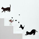 ウォールステッカー インテリアステッカー おしゃれ モノトーン 動物 猫 猫好き ねこ ネコ 猫柄 猫雑貨 猫グッズ かわいい おしゃれ ギフト プレゼントねこ...
