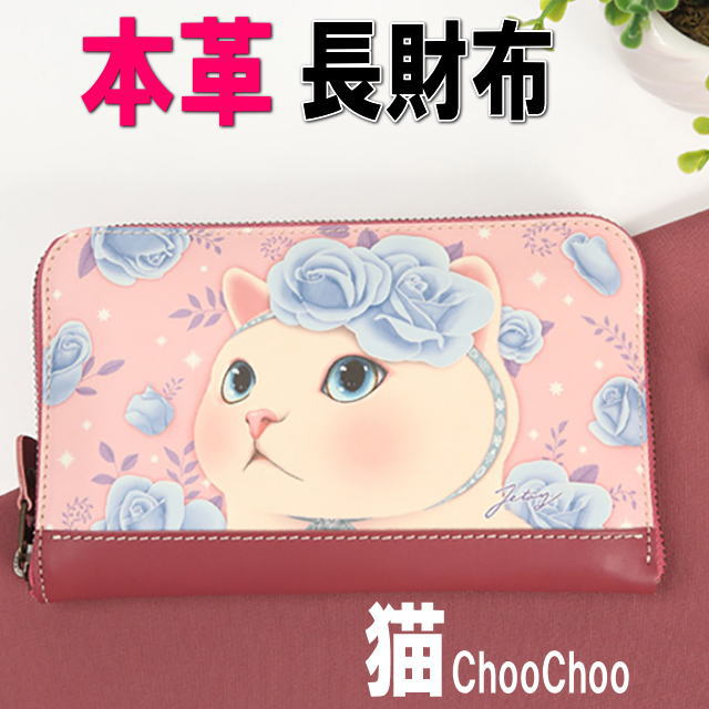 財布 レディース 猫 猫柄 ブランド 長財布 本革 ウォレット 白ねこ ローズ choochoo JETOY ねこ ネコ 猫雑貨 猫グッズ 薔薇 かわいい ..