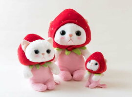 【12/21(木)1:59まで100円クーポン】ぬいぐるみ猫いちごコスチューム白猫Mサイズフルーツ猫choochoo本舗チューチュー本舗ねこネコグッズ猫雑貨薔薇雑貨のおしゃれ姫【プチギフト】【ラッピング】【クリスマス】