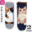 靴下 ソックス 婦人 レディース 女性 くつした クルー 履き口 ゆったり ゆるめ しめつけない 猫 猫好き ねこ ネコ 猫柄 かわいい おしゃれ ギフト プレ...
