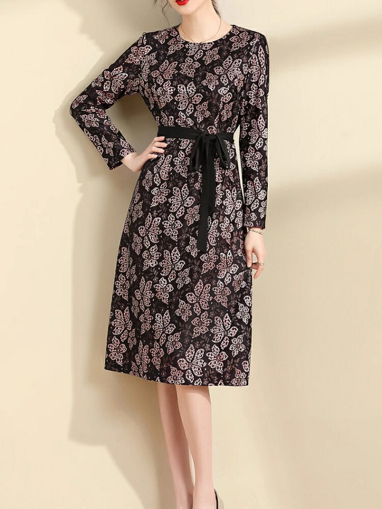 結婚式 親族 フォーマルドレス 50代 60代 ぽっちゃり ドレス 服 ワンピース 袖あり 秋 冬 花柄 40代 母親 フォーマルワンピース ミセス 大人 パーティードレス 大きいサイズ シニア 祖母 お呼ばれ フォーマル 顔合わせ お宮参り 七五三 ゲストドレス 披露宴 aライン 長袖