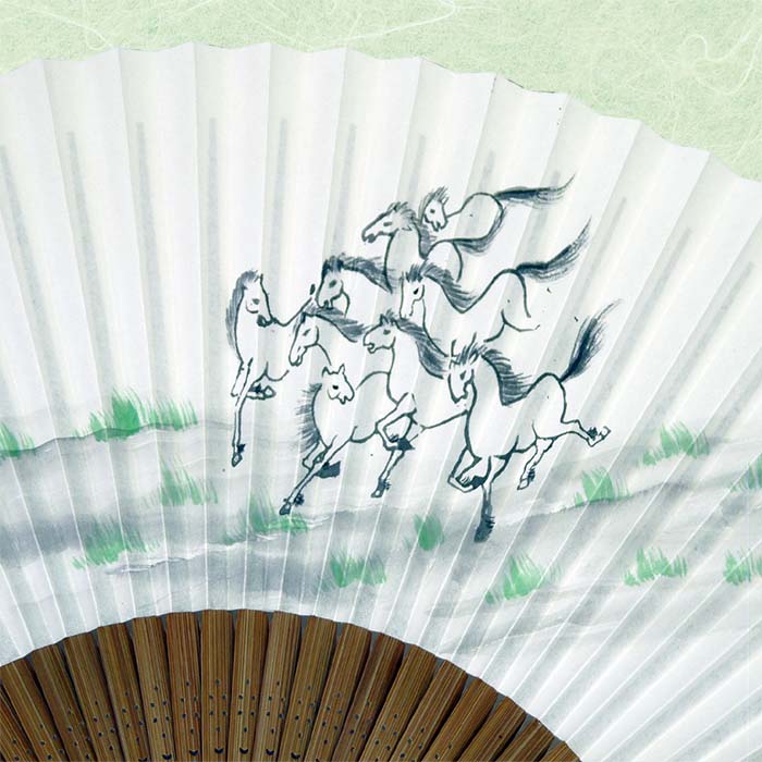 扇子 メンズ 男性用 紙扇子 紙製 35間 22.5cm 馬九行（うまくいく） 1297 おしゃれ シンプル 白 ホワイト 通勤 通学 自分用 せんす 竹製骨 普段使い 父の日 プレゼント