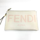 【送料無料】FENDI /フェンディ FENDI ROMA フラット スリム クラッチ ラージ 8N0178AC9LF0K7E　MADE IN ITALY　イタリア製　レディース　ベージュ×ピンク【中古】【006】