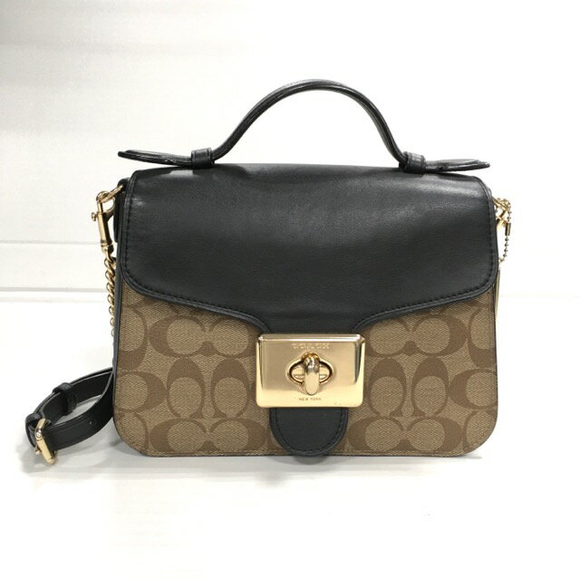 【送料無料】COACH Cassidy Top Handle Crossbody In Signature Canvas F76687 / コーチ キャシディー トップハンドル クロスボディ　ショルダーバッグ　レディース　カーキ/ブラック【中古】【006】