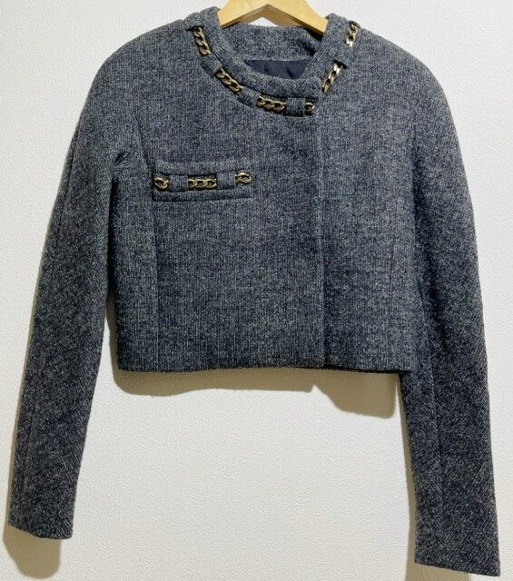 【送料無料】Chloe(クロエ)19HVE07-9H068 チェーンデザイン ノーカラー ウール ジャケット【中古】【007】