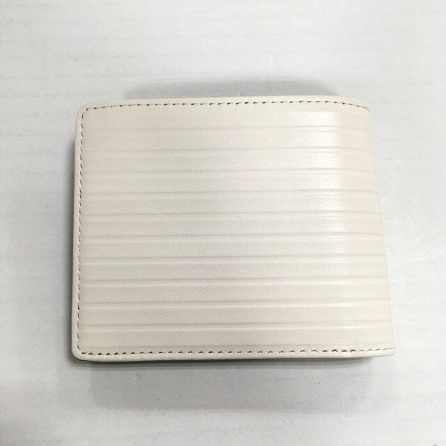 【送料無料】NAUGHTIAM /ノーティアム ラインプレスシリーズ 二つ折り財布 E0717473090A　牛革　メンズ　ホワイト【中古】【006】