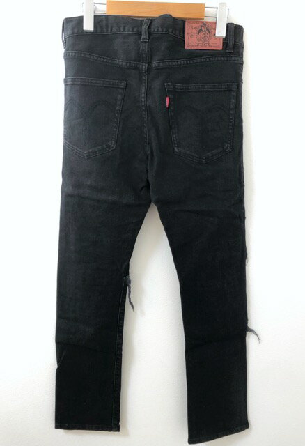 【送料無料】glamb（グラム）ダメージ　リペア加工　ストレッチ　ブラックデニムパンツ【中古】 【007】