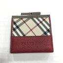 【送料無料】BURBERRY / バーバリー ノバチェックコインケース がま口 小銭入れ ベージュ×レッド【中古】【006】