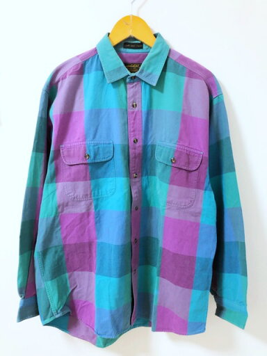 Eddie Bauer(エディー・バウアー)80's~90's フィリピン製 コットンツイル チェック 長袖シャツ【中古】 【007】 Eddie Bauer(エディー・バウアー)80's~90's フィリピン製 コットンツイル チェック 長袖シャツ【中古】 【007】