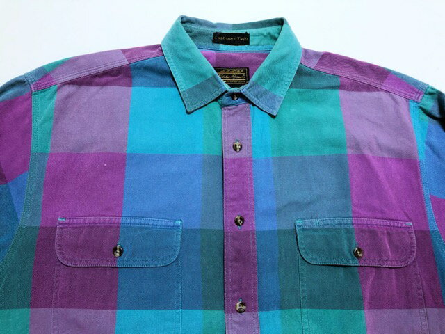 Eddie Bauer（エディー・バウアー）80's～90's　フィリピン製　コットンツイル　チェック　長袖シャツ【中古】 【007】