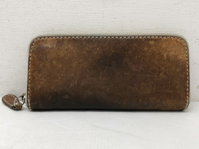 SAAD(サード) レザー ラウンドファスナー長財布 / ナチュラル 【中古】【007】