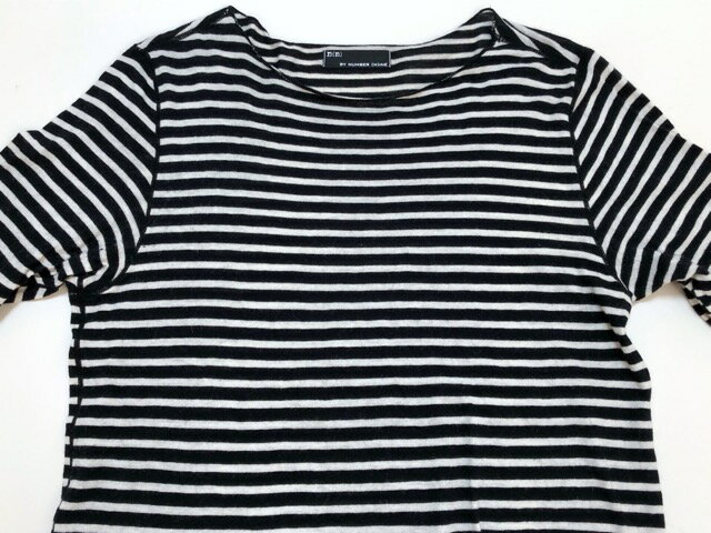 n(n) BY NUMBER (N)INE（エヌエヌバイナンバーナイン）アンゴラ混　ボーダー　カットソー【中古】 【007】