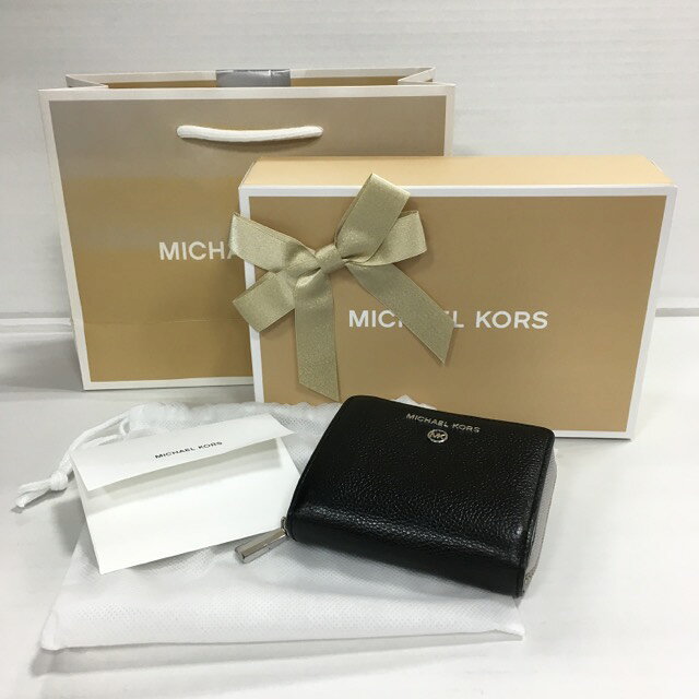 乐天商城 - 【送料無料】MICHAEL KORS / マイケルコース JET SET CHARM ジップアラウンド スナップ ウォレット ミディアム 32T0ST9E3L　二つ折り財布　レディース　ブラック【中古】【006】