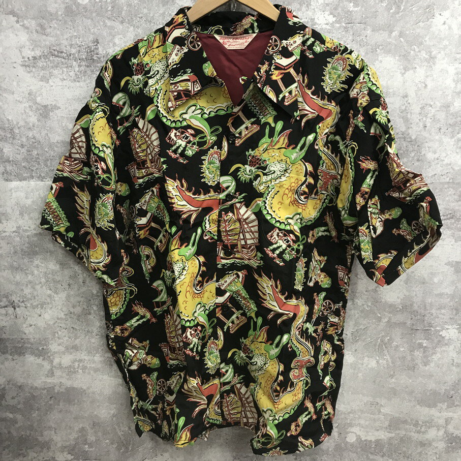 【送料無料】SUN SURF サンサーフ スペシャルエディション ドラゴン アロハシャツ ブラック【中古】 【004】