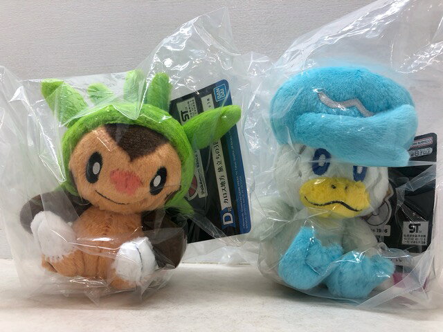 Unopened 一番くじ Pokémon 30th ANNIVERSARY vol.2 Pocket Monster Pokémon: The Three Starting Pokémon Plush Toys - Prize D: Kalos Region Chespin/G Prize: Paldea Region Quaxly Set of 2, bundled sale [Used] [008] 110