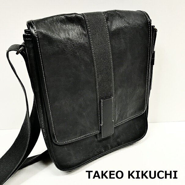 【送料無料】TAKEO KIKUCHI タケオキクチ クラプトンショルダー バッグ ブラック 黒【中古】【004】