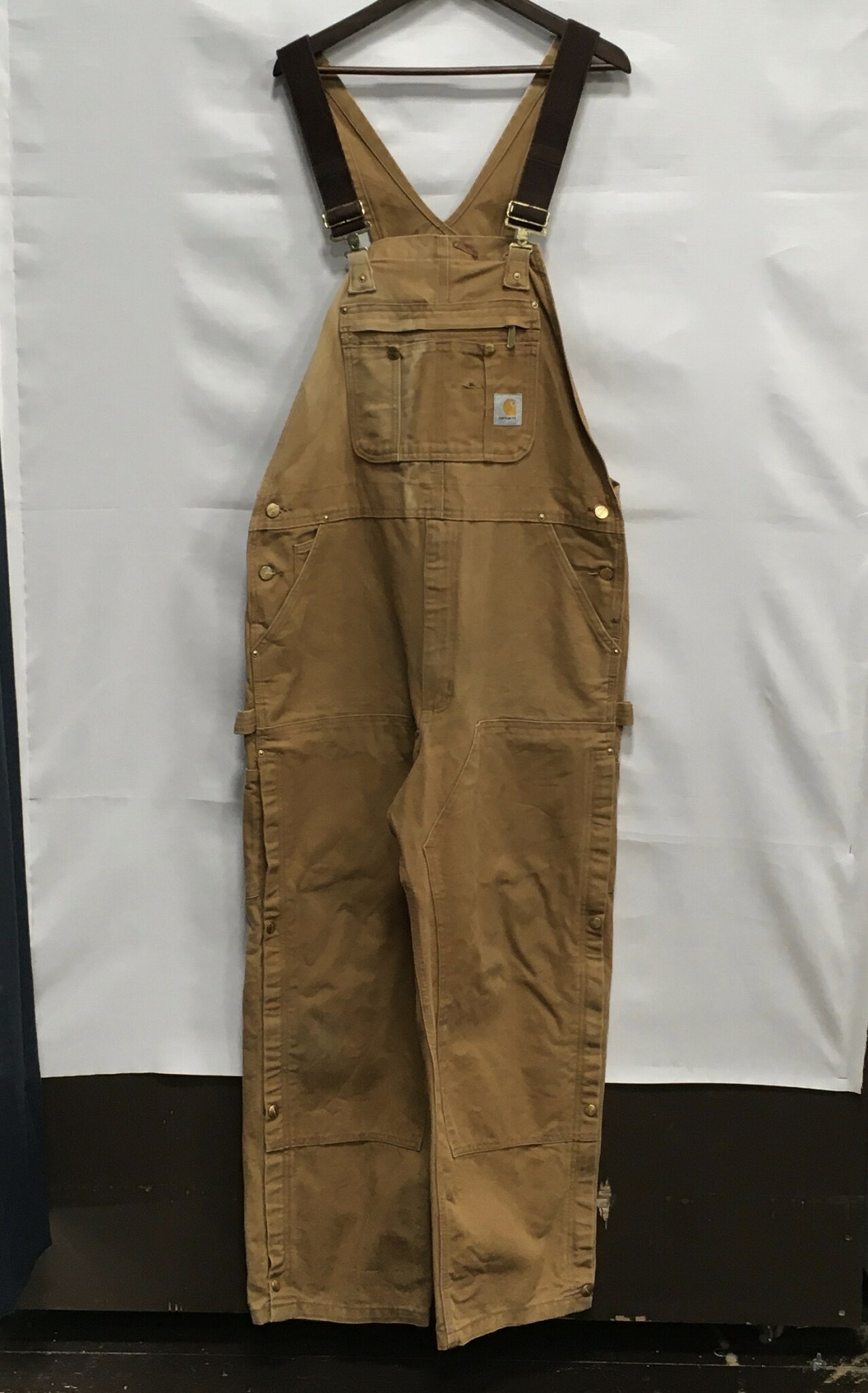 【送料無料】Carhartt Men's Zip To Thigh Bib Overall / カーハート ダックビブ オーバーオール サロペット 太ももまでのジッパー付き ダブルニー ワークウェア 作業着 メンズ ブラウン size:不明【中古】【006】