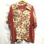 【送料無料】THE REAL McCOY'S Pine McSwine S/S Aloha Shirt / リアルマッコイズ 半袖アロハシャツ　ハイビスカス×ウクレレ　オープンカラーシャツ　ハワイアンシャツ　レッド　size:L【中古】【006】