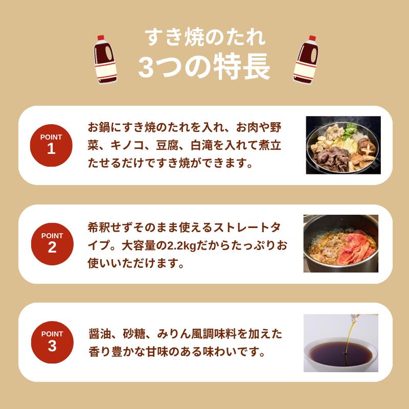 【店内全品P10倍！お買い物マラソン期間限定】オタフク すきやきのたれ ストレート 2.2kg オタフクソース 調味料 大容量 業務用 わりした 割下 割り下 すき焼き すきやき 煮物 すき焼き鍋 万能調味料 プロ仕様 鍋 和食 素 鍋つゆ 本格 煮物醤油 味付け簡単 料理名人 otafukusauce-10000225 オタフク公式オンラインショップ サンプル画像3