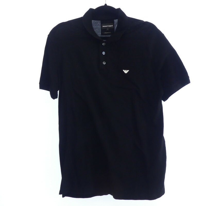 【中古】EMPORIO ARMANI｜エンポリオアルマーニ 8N1FQ2 1JTKZ 2022S/S ESSENTIAL ポロシャツ半袖 ブラック サイズ：L【f102】