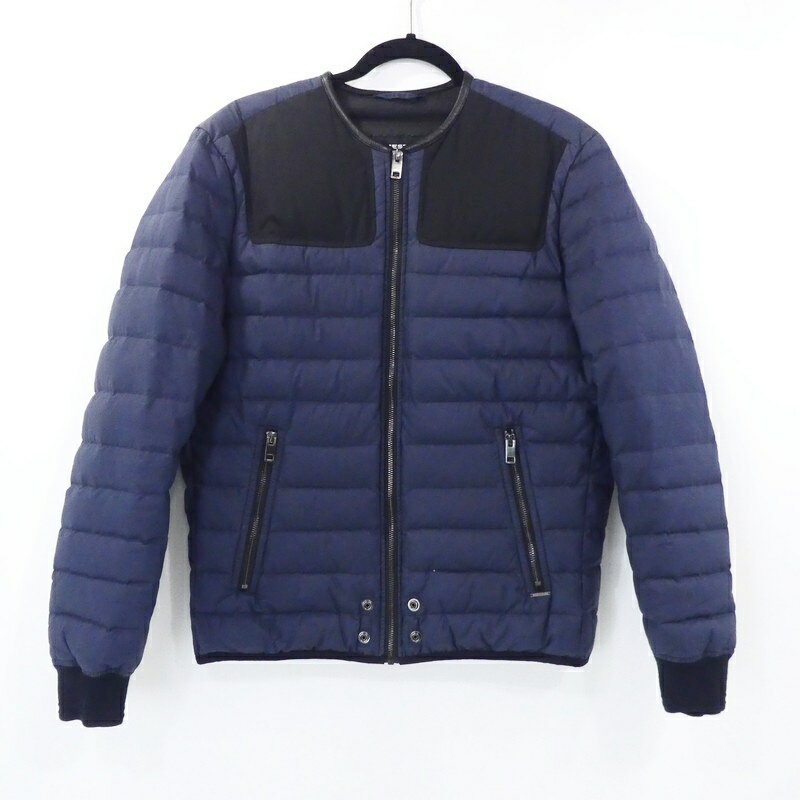 【中古】DIESEL｜ディーゼル ノーカラーダウンジャケット ネイビー サイズ：S【f094】