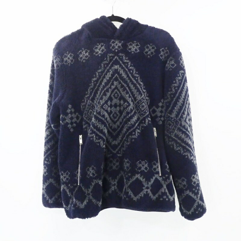 【中古】Seagreen｜シーグリーン NATIVE PATTERN BLEACH FLEECE MSEA22A4148-L プルオーバーパーカー 2022AW ネイビー サイズ：1 / ドメス【f104】