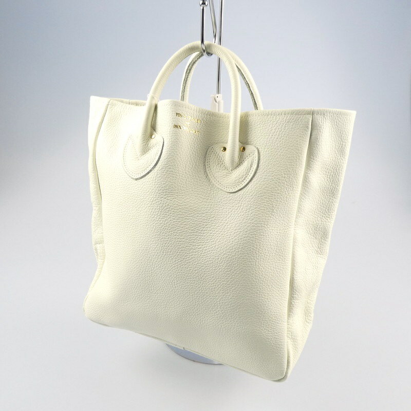 【中古】YOUNG＆OLSEN｜ヤングアンドオルセン EMBOSSED LEATHER TOTE M トートバッグ アイボリー【f121】